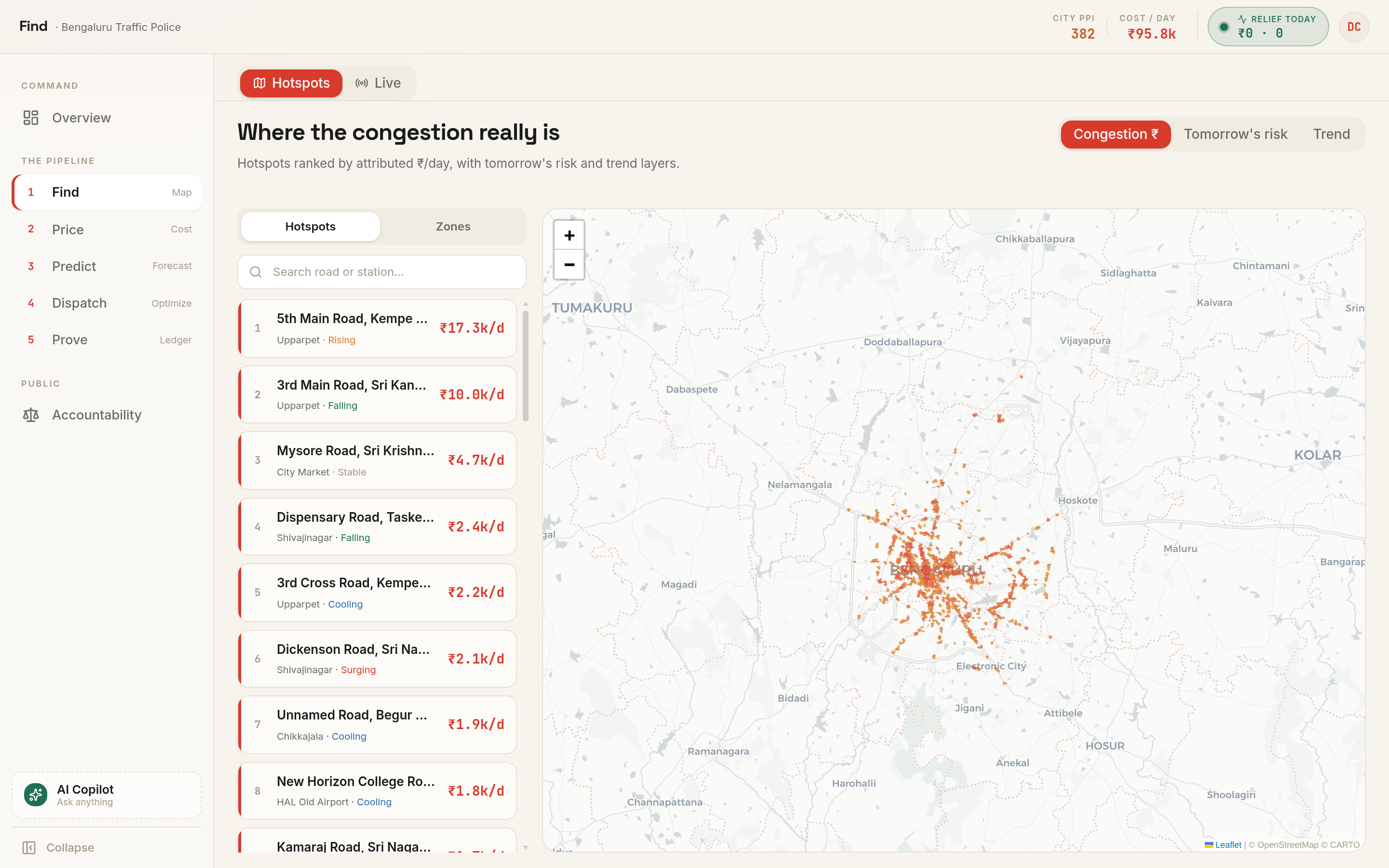 Hotspot map of Bengaluru